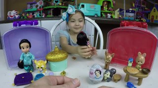 Cutest Disney Jasmine & Snow White Mini-Dolls Collection Toy Opening & Kinder Surprise Egg Kids Toys
