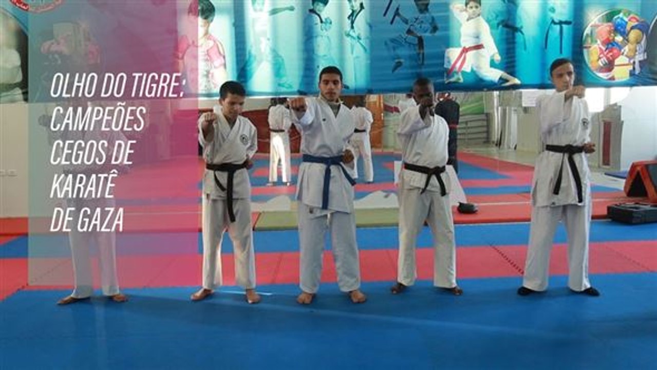 Campeões cegos de karatê contra o preconceito em Gaza