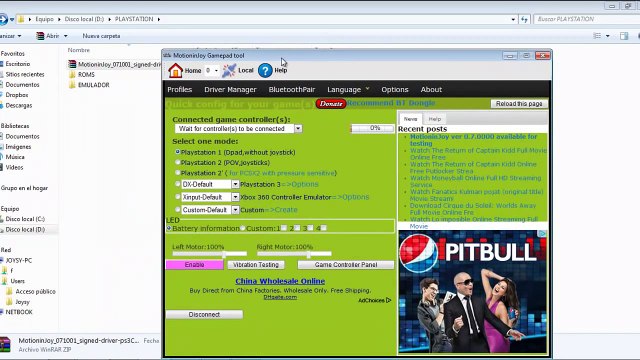 Conectar PS3 sixaxis a windows 7 de 64 bits-32 bits por bluetooth SUPERFACIL