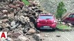 Trabzon�da facia!; İstinat duvarı çöktü 14 araç göçük altında kaldı