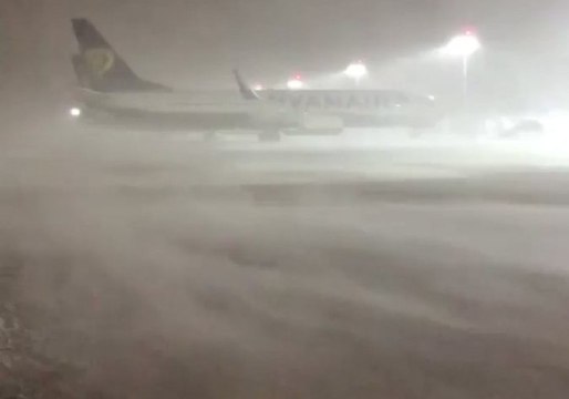 Fierce Wind and Driving Snow at Dublin Airport as Flights Grounded