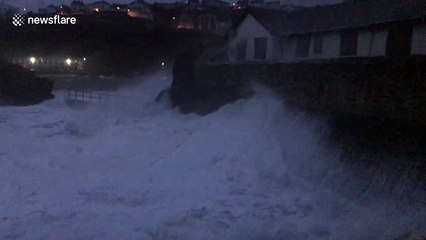 Huge waves crash over house in Cornwall