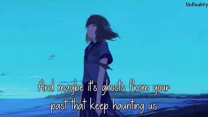 Nightcore  Blue Lyrics on screen