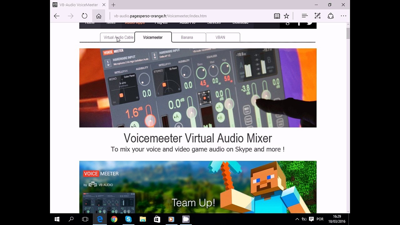 Voicemeeter e Windows Media Player com VB-Audio Cable