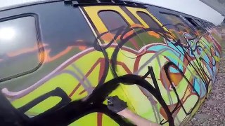 Graffiti - BOLSon - Black & White - Trash Train Aktion (GoPro)
