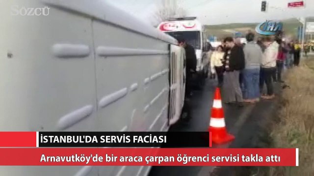 Arnavutköy’de öğrenci servisi kaza yaptı!