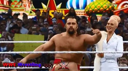 Download Video: WWE Wrestlemania 31 Rusev vs John Cena highight Reality Match Champion and vs LANA, Lana attack John cena, but look whats happen after, rusev slap her wife lana