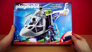 Polizei Helikopter mit LED-Suchscheinwerfer 6874 - Playmobil City Action - Film Police auspacken