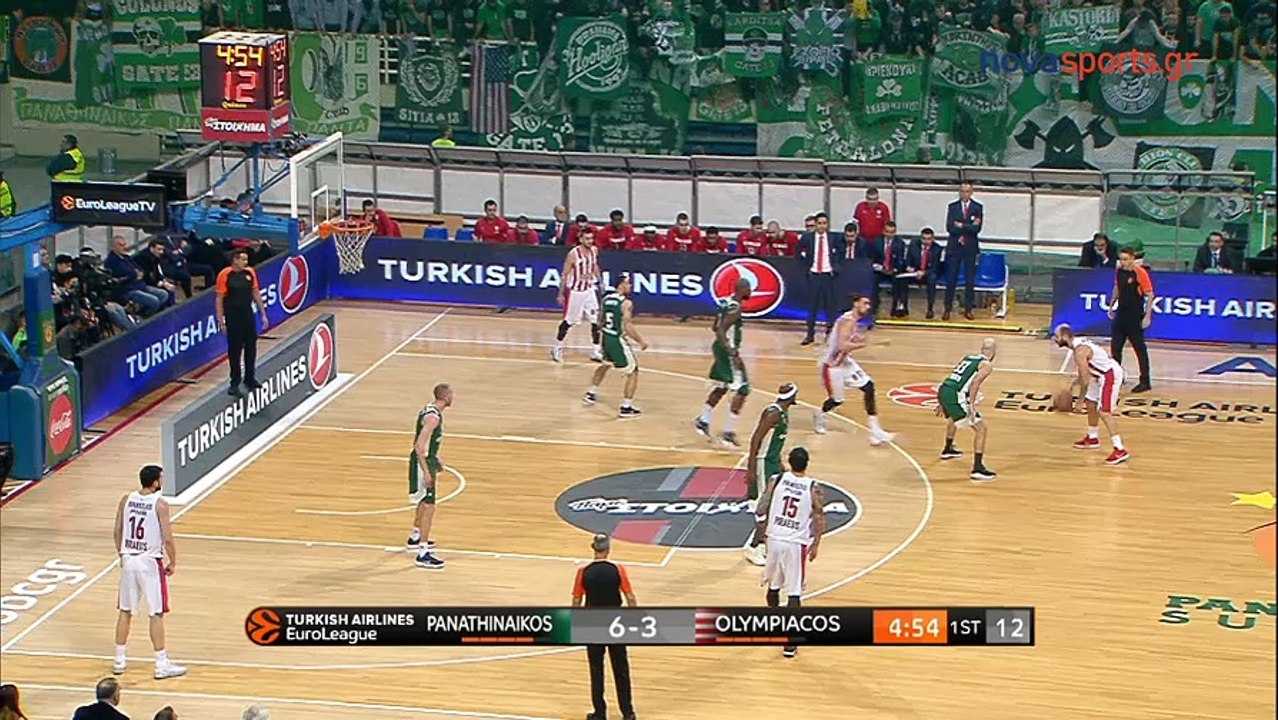 Εκπληκτική  πάσα Σπανούλη για το κάρφωμα του Μιλουτίνοφ - Παναθηναϊκός vs Ολυμπιακός - 02.03.2018