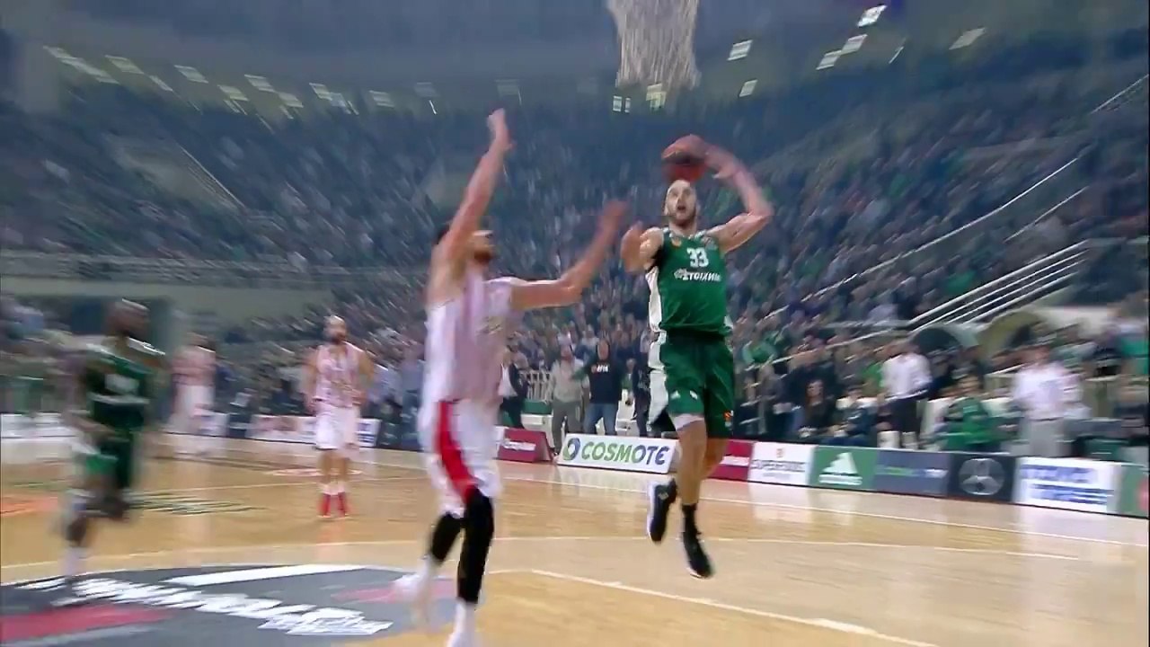 Απίστευτη No-look πάσα του Καλάθη στον Γκιστ για το κάρφωμα - Παναθηναϊκός vs Ολυμπιακός - 02.03.2018