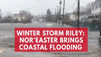 Winter Storm Riley: Quincy, Massachusetts floods during Nor'easter