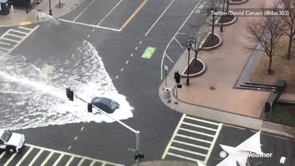 Watch Boston driver barely make it through high tide floodwaters