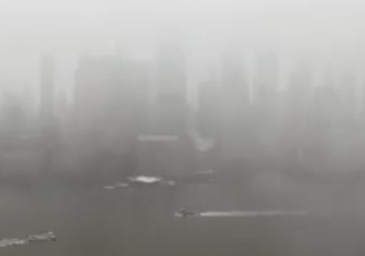 Timelapse Shows Ferries on Hudson River During Nor'easter