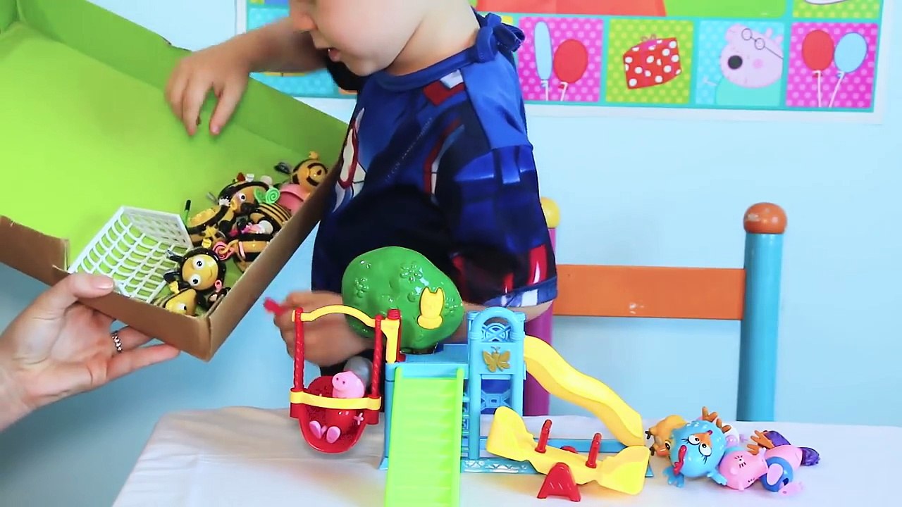 Peppa Pig Parque Diversão Escorregador Colmeia Feliz Buzzbee Brincar Bonecos Brinquedos George Pig