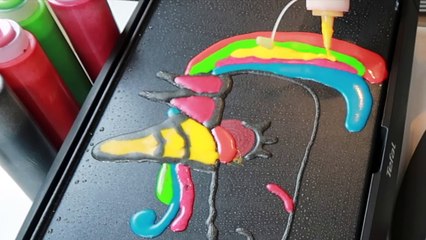 PANCAKE ART CHALLENGE 3 !!! - Mère VS Fils - Licorne, Pikachu, Bart Simpson ...