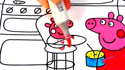 Mummy Pig with Peppa Pig and Baby Alexander Coloring Pages Video For Kids with Colored Markers