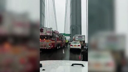 Overturned truck on Verrazano Bridge