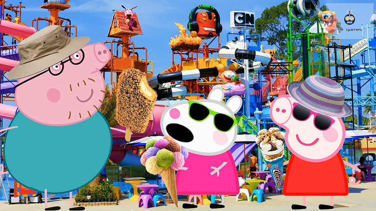 Свинка Пеппа. Новые серии. АКВАПАРК 2 ГОРКИ И МОРОЖЕНОЕ! Peppa Pig.