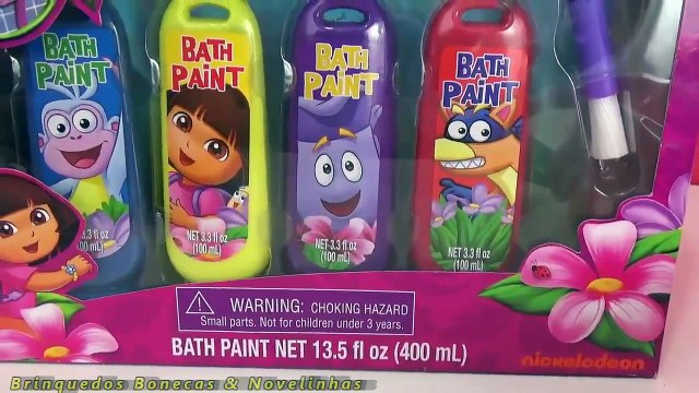 Cascão Baby da Turma da Mônica toma banho de Tinta da Dora a Aventureira na banheira