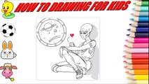 how to draw Aliens holding the phone heart son coloring pages for kids children