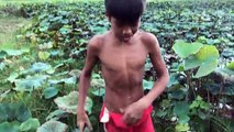 Wow! Brave Boys Find & Catch A Big Water Snake in Hole - How To Dig A Hole For Catching Snake