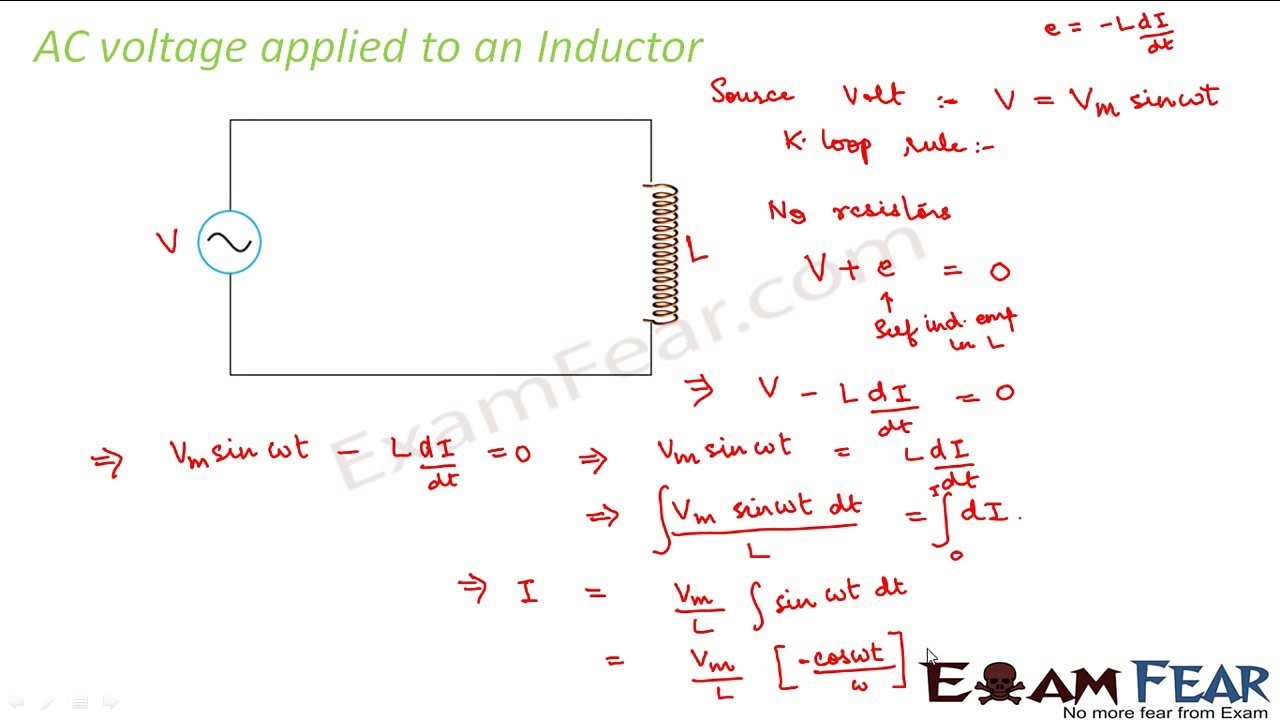 Physics Alternating current part 8 (AC inductive circuit) CBSE class 12