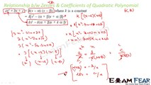 Maths Polynomials part 9 (Relation between zeroes & coefficient quadratic polynomials) CBSE class 10