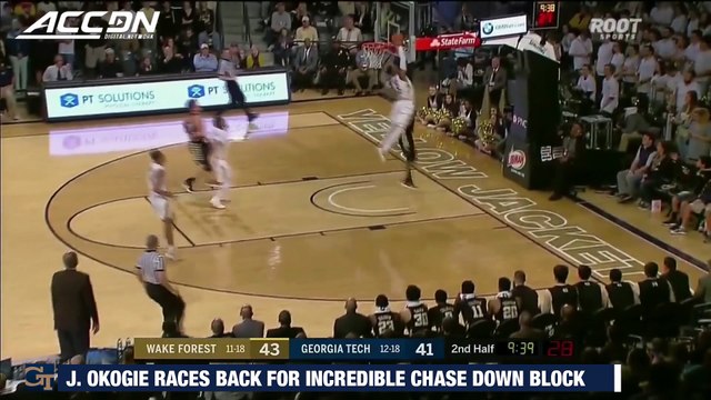 Georgia Tech's Josh Okogie Races Back For Incredible Chasedown Block