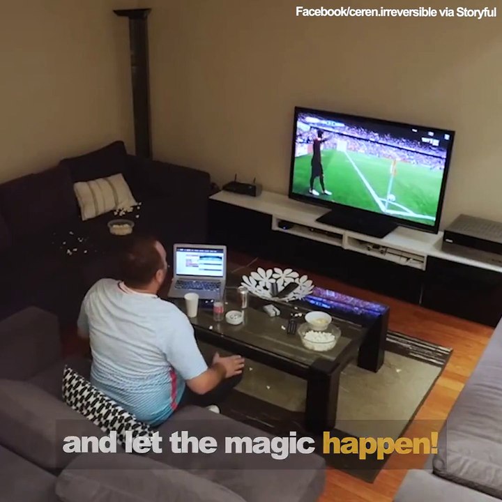 Elle piège son mari en plein match de foot à la TV... Juste ENORME