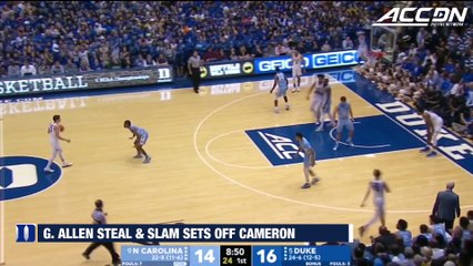 Grayson Allen Steal & Slam vs. UNC Sets Off Cameron