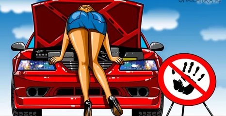 Bande Dessinée Adulte! Un conducteur au Volant de Voir sur les Pieds et non sur la Peine