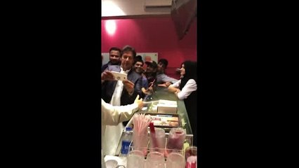 Imran Khan at Dunkin Donut , IK takes selfie with the staff and Youth