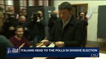 i24NEWS DESK | Italians head to the polls in divisive election | Sunday, March 4th 2018