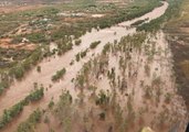 Aerial Footage Shows Flooded Roads Between Julia Creek and Cloncurry in Northwest Queensland