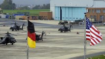 German Air Force CH-53 Helicopter Takes Off From Katterbach Army Airfield, Ansbach Germany
