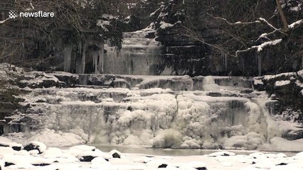 Beautiful footage of frozen waterfalls in northern England