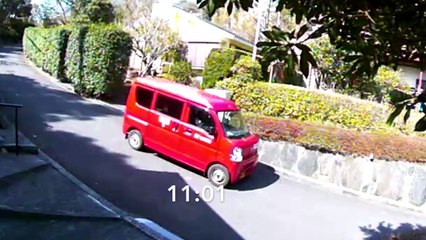 A post car moves back and forth within a minute.