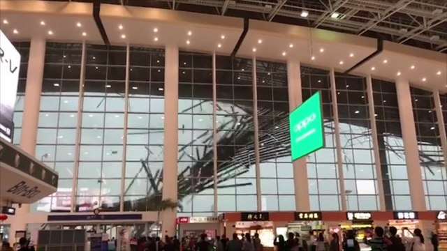 Roof Collapses at airport in China during storm