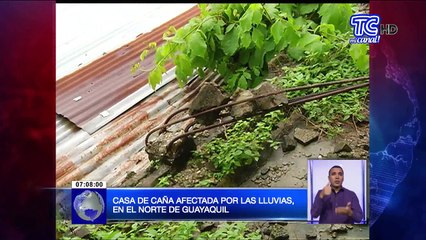 Casa de caña afectada por las lluvias en el norte de Guayaquil