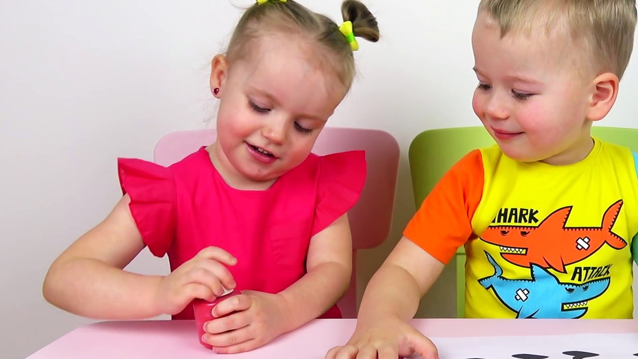 Education activities video for kids, children and toddlers with Finger Paints and Coloring