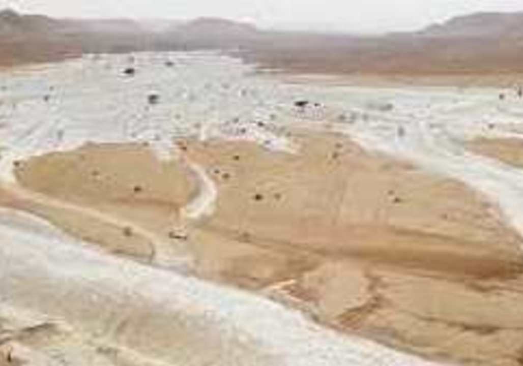 Aerial Footage Shows Flash Flooding in Houta Bani Tamim, Saudi Arabia