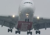 Emirates Flights Seen Landing Amid Storm Emma Snow and Wind