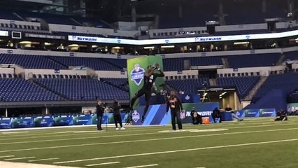 Josh Jackson gets MAJOR air on catch during combine drill