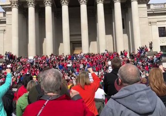 Teachers Chant '55 Strong' Outside West Virginia State Capitol