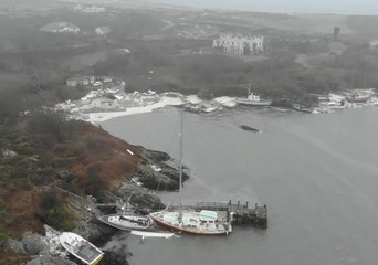 Drone Footage Shows Storm Emma Destruction in Holyhead Marina