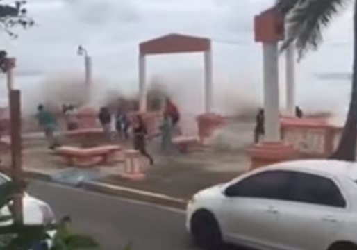 Huge Waves Pound Hatillo, Puerto Rico