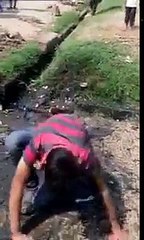 OMG!! Man using the shit in shit hole for beauty spa...