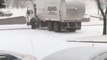 Garbage Truck Slides Sideways on Icy Bismarck, North Dakota, Road