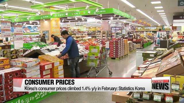 Korea's consumer prices climbed 1.4% y/y in Feb.