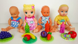 Baby Dolls Feeding Time and Diaper Change Play Video for Kids